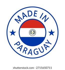 Paraguay Made in Stamp im Kreis mit Flagge Vektor Vorlage auf weißem Hintergrund