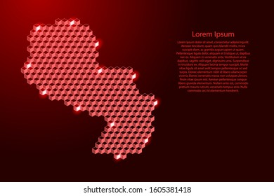 Paraguay map from 3D red cubes isometric abstract concept, square pattern, angular geometric shape, for banner, poster. Vector illustration.
