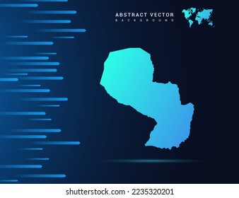 Paraguay map with abstract blue background technology.