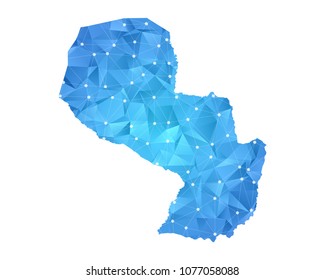 Paraguay Map - Abstract geometric rumpled triangular low poly style gradient graphic on white background , line dots polygonal design for your . Vector illustration eps 10.
