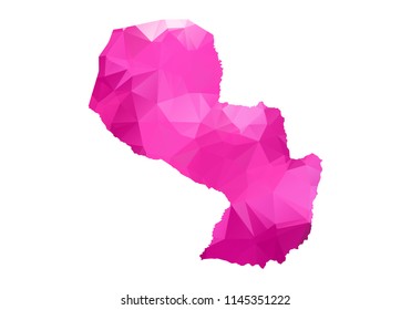 paraguay Map - Abstract geometric rumpled triangular low poly style gradient graphic on white background , line dots polygonal design for your . Vector illustration