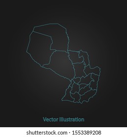 Paraguay map - Abstract mash line and point scales on dark background with Paraguay. flat design style, clean and modern. Vector Illustration eps10