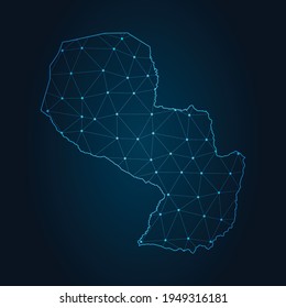 paraguay Karte Abstrakte Mash Linie und Punktwaage auf dunklem Hintergrund. Draht-Rahmen 3D-Maschenpolygonale Netzlinie.