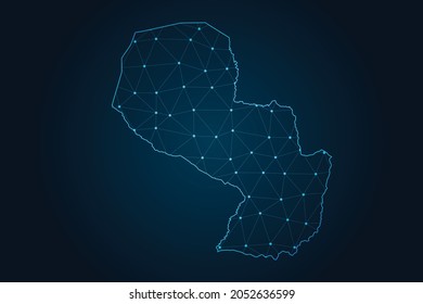 paraguay map , Abstract mash line and point scales on dark background for your web site design map logo, app, ui,Travel. Vector illustration eps 10.
