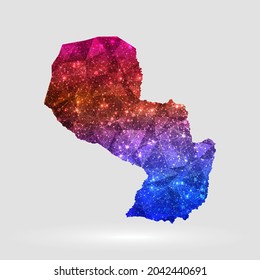 Antecedentes del mapa paraguayo en estilo poligonal. Ilustración vectorial mapa paraguayo de bajo color polaco de aislamiento. EPS vectorial 10.