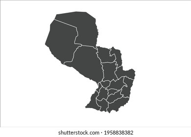 Paraguay Map black Color on White Backgound