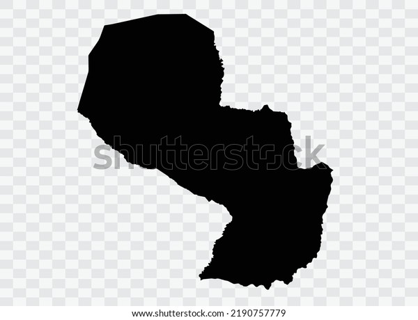 Paraguay Map black Color on Backgound png  not\
divided into cities