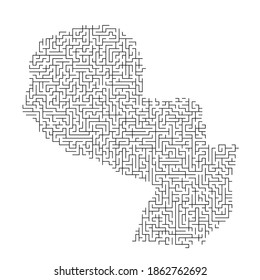 Paraguay map from black pattern of the maze grid. Vector illustration.