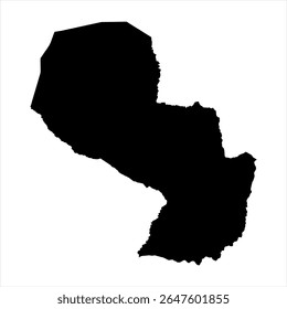 Paraguay Map - black World Map International vector template with High detailed isolated on white background - Vector