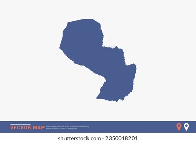 Mapa Paraguay - estilo abstracto azul aislado en fondo blanco para infografía, vector de diseño.