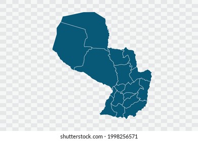 Paraguay Map blue Color on Backgound png