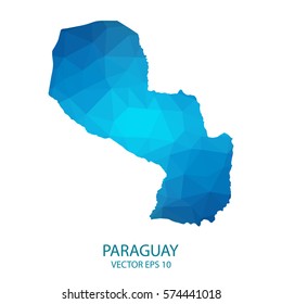 Paraguay map - blue geometric rumpled triangular low poly style gradient graphic background , polygonal design for your . Vector illustration eps 10.