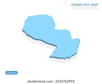 Paraguai mapa azul sobre fundo branco com vetor isométrico.