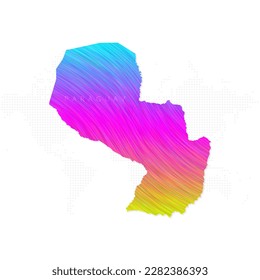 Paraguay map in colorful halftone gradients. Future geometric patterns of lines abstract on white background. Vector Illustration Eps10.
