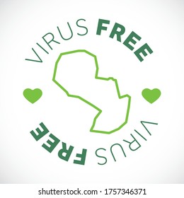 Paraguay map cornavirus free zone. Virus clear area.