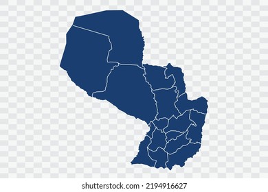 Paraguay Map dark blue Color on White Background quality files Color (043B72) png