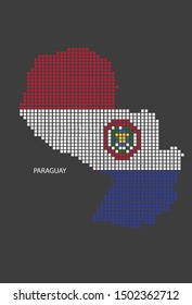 Paraguay map design flag square, black background.