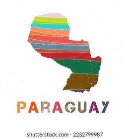 Paraguay map design. Shape of the country with beautiful geometric waves and grunge texture. Astonishing vector illustration.