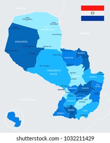 Paraguay Map - Detailed Info Graphic Vector Illustration