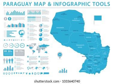 Paraguay Map - Detailed Info Graphic Vector Illustration