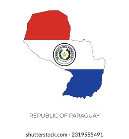 Paraguay map and flag. Detailed silhouette vector illustration