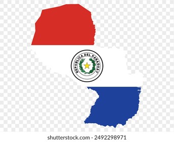 Paraguay map flag isolated on png or transparent background vector illustration. 