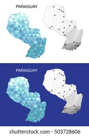 Paraguay map in geometric polygonal style. Abstract gems triangle.