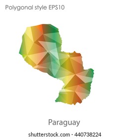 Paraguay map in geometric polygonal style.Abstract gems triangle,modern design background. Vector illustration EPS10