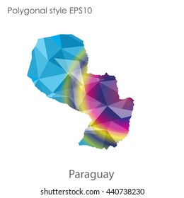 Paraguay map in geometric polygonal style.Abstract gems triangle,modern design background. Vector illustration EPS10