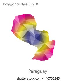 Paraguay map in geometric polygonal style.Abstract gems triangle,modern design background. Vector illustration EPS10