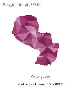 Paraguay map in geometric polygonal style.Abstract gems triangle,modern design background. Vector illustration EPS10