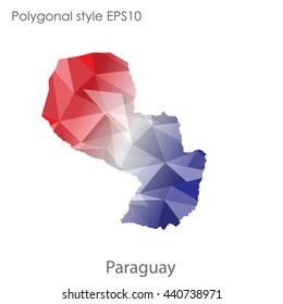 Paraguay map in geometric polygonal style.Abstract gems triangle,modern design background. Vector illustration EPS10
