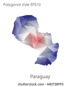 Paraguay map in geometric polygonal style.Abstract gems triangle,modern design background. Vector illustration EPS10