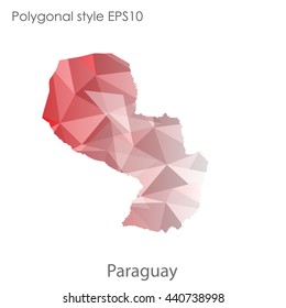 Paraguay map in geometric polygonal style.Abstract gems triangle,modern design background. Vector illustration EPS10