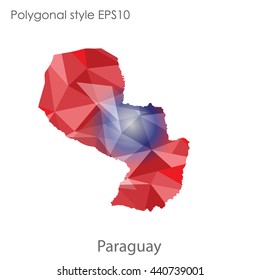 Paraguay map in geometric polygonal style.Abstract gems triangle,modern design background. Vector illustration EPS10