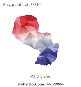 Paraguay map in geometric polygonal style.Abstract gems triangle,modern design background. Vector illustration EPS10
