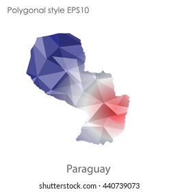 Paraguay map in geometric polygonal style.Abstract gems triangle,modern design background. Vector illustration EPS10
