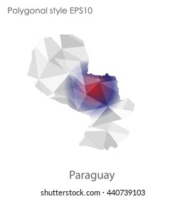Paraguay map in geometric polygonal style.Abstract gems triangle,modern design background. Vector illustration EPS10
