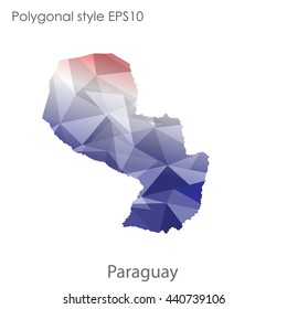 Paraguay map in geometric polygonal style.Abstract gems triangle,modern design background. Vector illustration EPS10