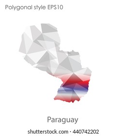 Paraguay map in geometric polygonal style.Abstract gems triangle,modern design background. Vector illustration EPS10