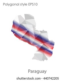 Paraguay map in geometric polygonal style.Abstract gems triangle,modern design background. Vector illustration EPS10