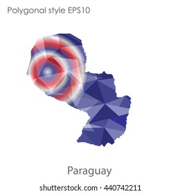 Paraguay map in geometric polygonal style.Abstract gems triangle,modern design background. Vector illustration EPS10