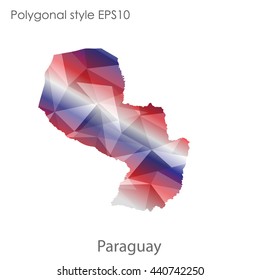 Paraguay map in geometric polygonal style.Abstract gems triangle,modern design background. Vector illustration EPS10