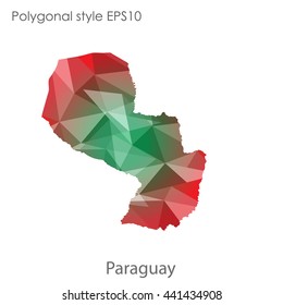 Paraguay map in geometric polygonal style.Abstract gems triangle,modern design background. Vector illustration EPS10