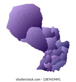 Paraguay map. Geometric style country outline. Exquisite violet vector illustration.