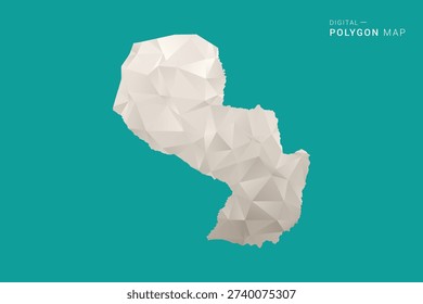Paraguay Map - Green and Gray Polygon Vector Illustration, Low Poly Geometric Design with Clean Minimal Style on Solid Background for Infographic Use.