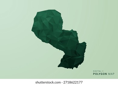 Mapa de Paraguay - Ilustración vectorial de estilo polígono verde, diseño geométrico de bajo poliéster con silueta limpia sobre fondo verde suave.
