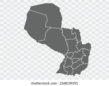 Paraguay Map grey Color on Background png