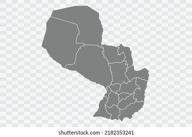 Paraguay Map grey Color on White Background quality files Png