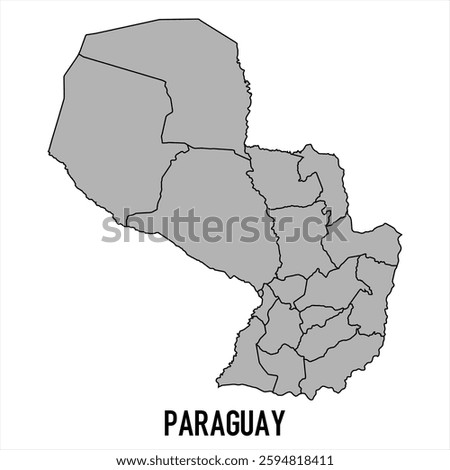 Paraguay map in grey style isolated on white background. Vector illustration